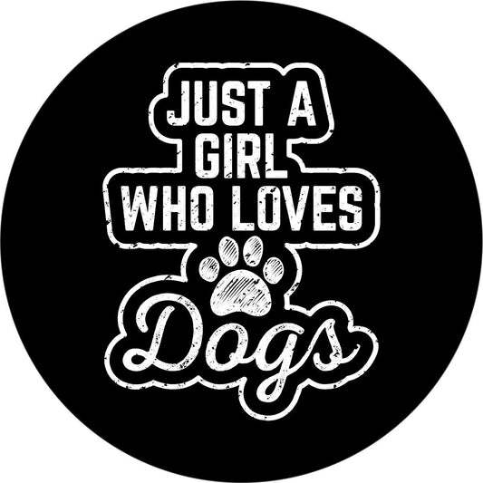 Just a Girl Who Loves Dogs and Paw Print Spare Tire Cover for Jeep, Bronco, RV, Van, Camper-duckduckjeep-offroad-wrangler-gladiator-3d-jeep duck-custom duck-Jeep-The Quacktory-Fun Jeep Ducks-Ducks4Jeep