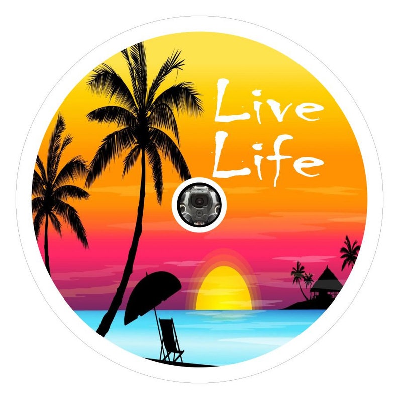Live Life Beach Sunset White Spare Tire Cover