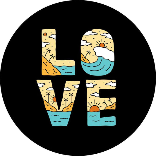 LOVE Beach Creative Spare Tire Cover for Jeep, Bronco, RV, Camper, & More-duckduckjeep-offroad-wrangler-gladiator-3d-jeep duck-custom duck-Jeep-The Quacktory-Fun Jeep Ducks-Ducks4Jeep