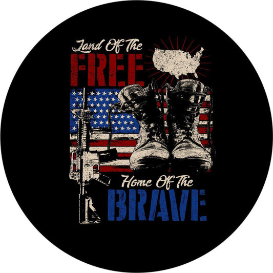 Land of the Free, Home of the Brave Military Honor Spare Tire Cover-duckduckjeep-offroad-wrangler-gladiator-3d-jeep duck-custom duck-Jeep-The Quacktory-Fun Jeep Ducks-Ducks4Jeep