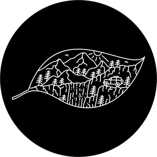 Leaf of Mountains & SUV Exploration Creative Spare Tire Cover-duckduckjeep-offroad-wrangler-gladiator-3d-jeep duck-custom duck-Jeep-The Quacktory-Fun Jeep Ducks-Ducks4Jeep