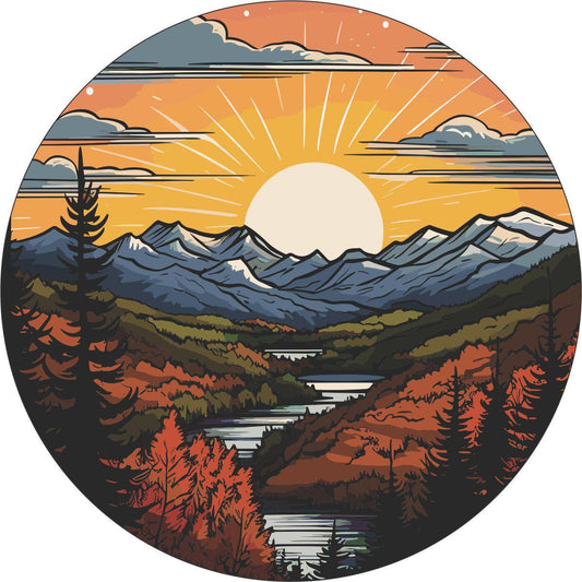 Long Range Mountain Views Spare Tire Cover for Jeep, Bronco, RV, Camper, Trailer, & More-duckduckjeep-offroad-wrangler-gladiator-3d-jeep duck-custom duck-Jeep-The Quacktory-Fun Jeep Ducks-Ducks4Jeep