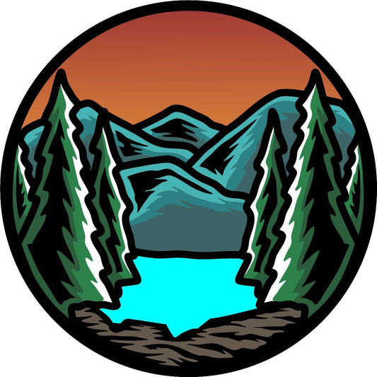 Lost in the Woods at Sunset Moutain Spare Tire Cover-duckduckjeep-offroad-wrangler-gladiator-3d-jeep duck-custom duck-Jeep-The Quacktory-Fun Jeep Ducks-Ducks4Jeep