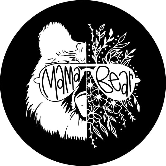 Mama Bear & Florals Sunglasses Spare Tire Cover - Jeep, RV, Bronco, Camper, & More-duckduckjeep-offroad-wrangler-gladiator-3d-jeep duck-custom duck-Jeep-The Quacktory-Fun Jeep Ducks-Ducks4Jeep