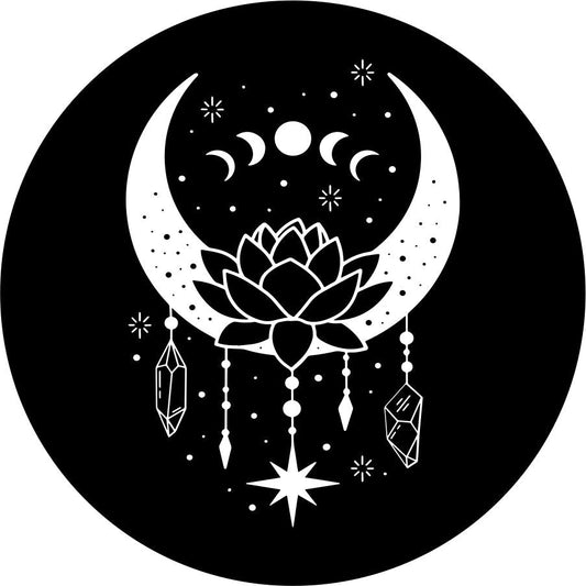 Mandala Moon with Lotus Flower + Crystals-duckduckjeep-offroad-wrangler-gladiator-3d-jeep duck-custom duck-Jeep-The Quacktory-Fun Jeep Ducks-Ducks4Jeep