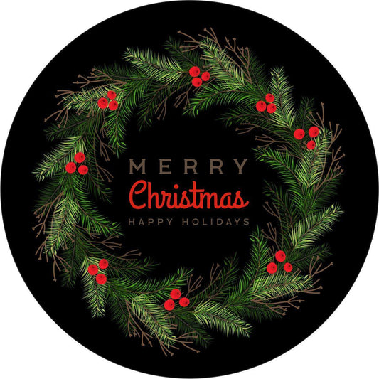 Merry Christmas Wreath Spare Tire Cover - Jeep, Bronco, RV, Camper & More-duckduckjeep-offroad-wrangler-gladiator-3d-jeep duck-custom duck-Jeep-The Quacktory-Fun Jeep Ducks-Ducks4Jeep