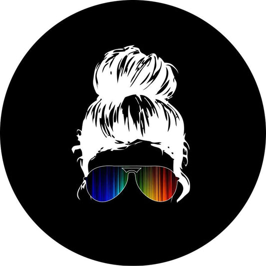 Messy Bun Girl with Rainbow Sunglasses-duckduckjeep-offroad-wrangler-gladiator-3d-jeep duck-custom duck-Jeep-The Quacktory-Fun Jeep Ducks-Ducks4Jeep