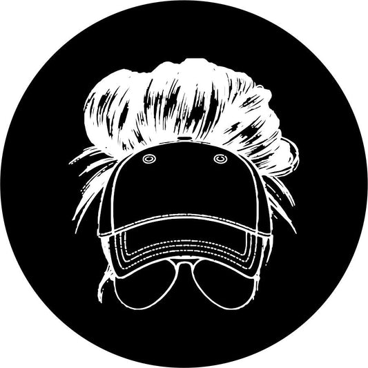 Messy Bun in Baseball Cap with Sunglasses-duckduckjeep-offroad-wrangler-gladiator-3d-jeep duck-custom duck-Jeep-The Quacktory-Fun Jeep Ducks-Ducks4Jeep