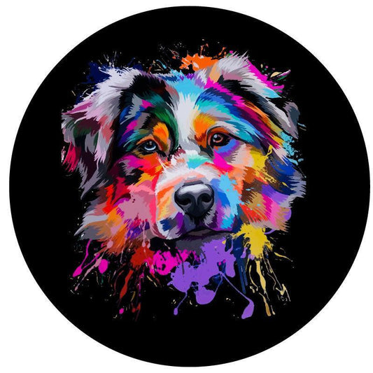 Mosaic Australian Shepherd Dog Spare Tire Cover-duckduckjeep-offroad-wrangler-gladiator-3d-jeep duck-custom duck-Jeep-The Quacktory-Fun Jeep Ducks-Ducks4Jeep