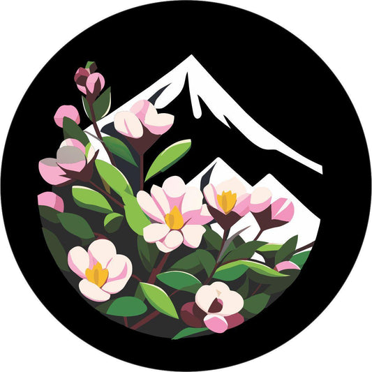 Mountain Laurel On A Mountain â€¢ Spare Tire Cover for Jeep, Bronco, Campers, RV, Vans, & More-duckduckjeep-offroad-wrangler-gladiator-3d-jeep duck-custom duck-Jeep-The Quacktory-Fun Jeep Ducks-Ducks4Jeep