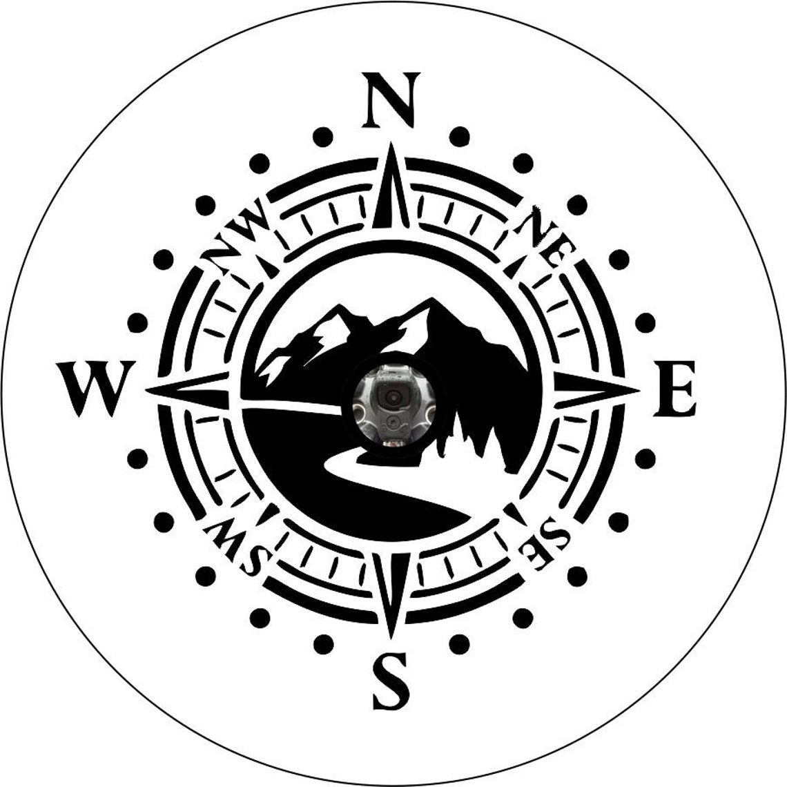 Mountain Road with Compass Spare Tire Cover Design for Jeeps, Broncos, Campers, & More-duckduckjeep-offroad-wrangler-gladiator-3d-jeep duck-custom duck-Jeep-The Quacktory-Fun Jeep Ducks-Ducks4Jeep