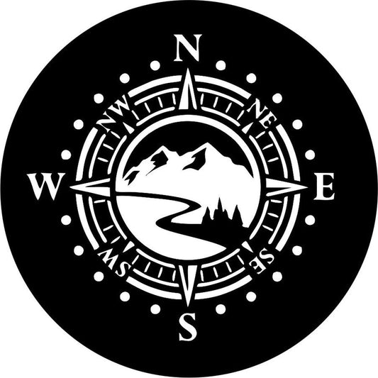 Mountain Road with Compass Spare Tire Cover Design for Jeeps, Broncos, Campers, & More-duckduckjeep-offroad-wrangler-gladiator-3d-jeep duck-custom duck-Jeep-The Quacktory-Fun Jeep Ducks-Ducks4Jeep