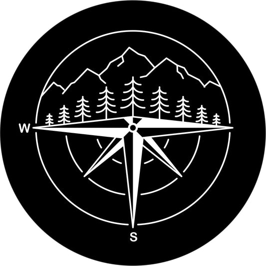 Mountains & Compass Spare Tire Cover - Jeep, Bronco, Camper, Van, RV-duckduckjeep-offroad-wrangler-gladiator-3d-jeep duck-custom duck-Jeep-The Quacktory-Fun Jeep Ducks-Ducks4Jeep