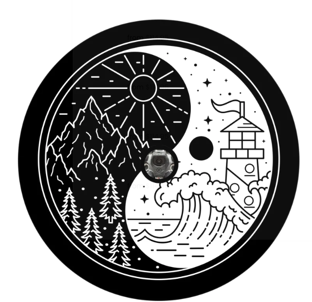 Mountains Meet Ocean Yin Yang Spare Tire Cover-duckduckjeep-offroad-wrangler-gladiator-3d-jeep duck-custom duck-Jeep-The Quacktory-Fun Jeep Ducks-Ducks4Jeep