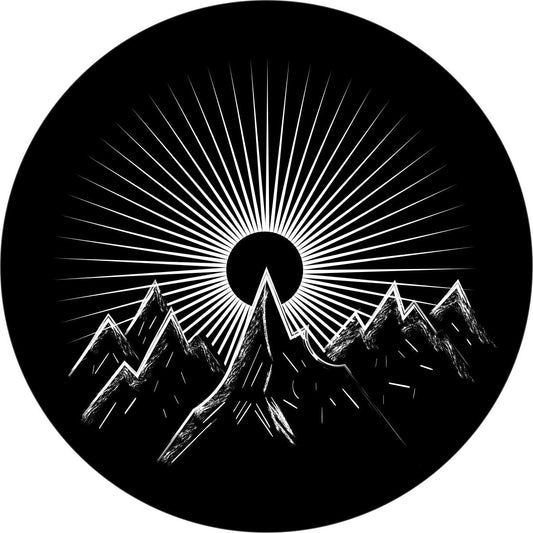 Mountains Peak Sun Rays Shining Spare Tire Cover - Jeep, Bronco, RV, Camper, Trailer, Van-duckduckjeep-offroad-wrangler-gladiator-3d-jeep duck-custom duck-Jeep-The Quacktory-Fun Jeep Ducks-Ducks4Jeep