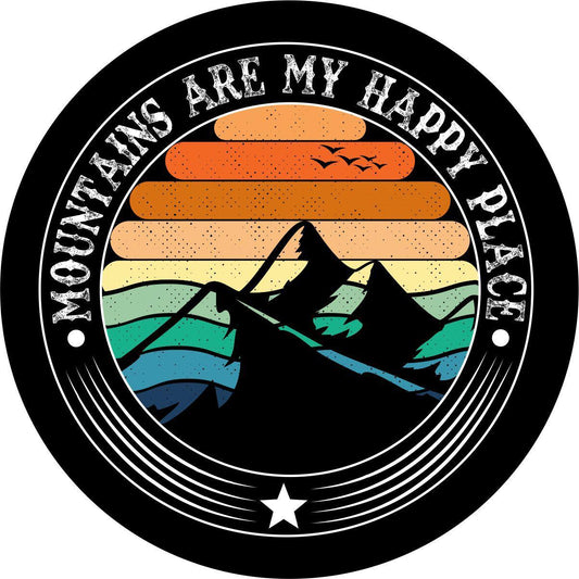 Mountains are my Happy Place Unique Spare Tire Cover-duckduckjeep-offroad-wrangler-gladiator-3d-jeep duck-custom duck-Jeep-The Quacktory-Fun Jeep Ducks-Ducks4Jeep