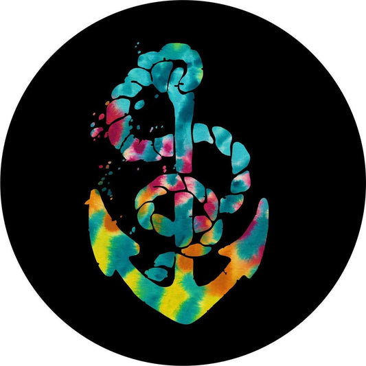 Multicolor Tie Dye Nautical Boat Anchor Spare Tire Cover-duckduckjeep-offroad-wrangler-gladiator-3d-jeep duck-custom duck-Jeep-The Quacktory-Fun Jeep Ducks-Ducks4Jeep