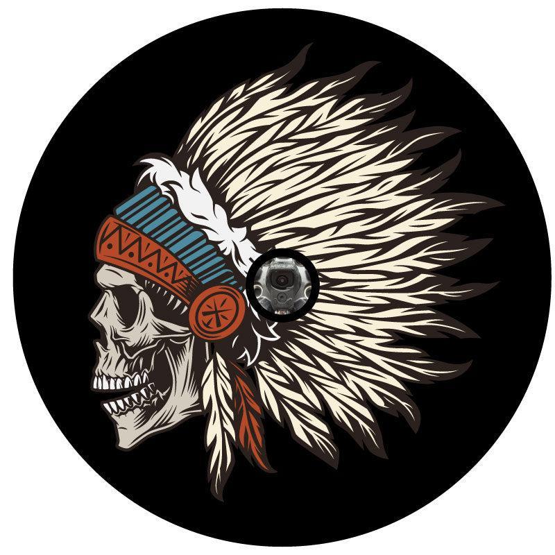Native American Warrior Chief Skull Spare Tire Cover-duckduckjeep-offroad-wrangler-gladiator-3d-jeep duck-custom duck-Jeep-The Quacktory-Fun Jeep Ducks-Ducks4Jeep