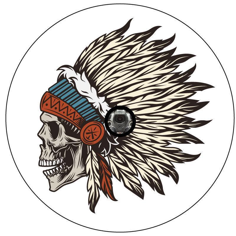 Native American Warrior Chief Skull Spare Tire Cover-duckduckjeep-offroad-wrangler-gladiator-3d-jeep duck-custom duck-Jeep-The Quacktory-Fun Jeep Ducks-Ducks4Jeep