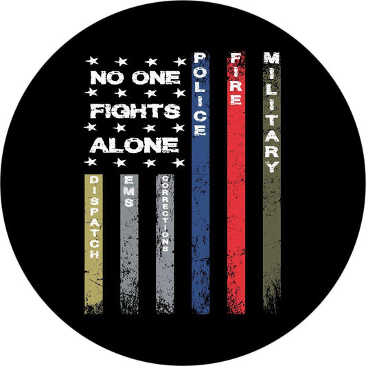 No One Fights Alone American Flag Spare Tire Cover for Jeep, Bronco, RV, Camper, Trailer, Van, & More-duckduckjeep-offroad-wrangler-gladiator-3d-jeep duck-custom duck-Jeep-The Quacktory-Fun Jeep Ducks-Ducks4Jeep