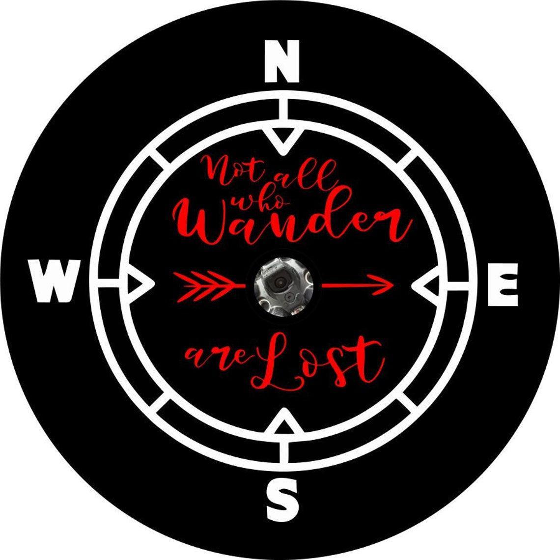 Not All Who Wander Are Lost Compass Spare Tire Cover Design-duckduckjeep-offroad-wrangler-gladiator-3d-jeep duck-custom duck-Jeep-The Quacktory-Fun Jeep Ducks-Ducks4Jeep