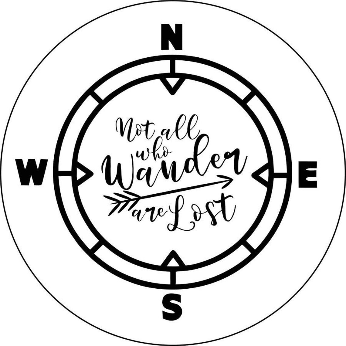 Not All Who Wander Are Lost Compass Spare Tire Cover Design-duckduckjeep-offroad-wrangler-gladiator-3d-jeep duck-custom duck-Jeep-The Quacktory-Fun Jeep Ducks-Ducks4Jeep