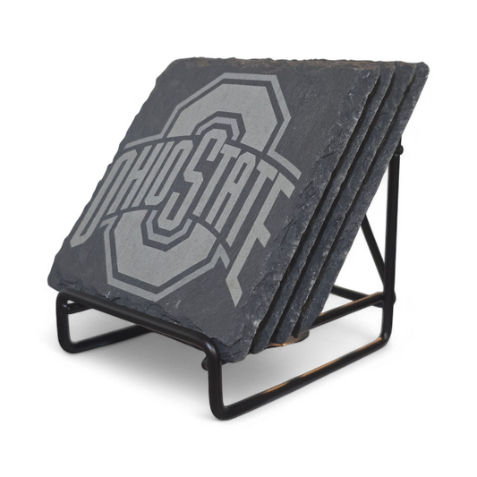 Ohio State Coaster Set of 5 Slate or 4 Wood & Metal-duckduckjeep-offroad-wrangler-gladiator-3d-jeep duck-custom duck-Jeep-The Quacktory-Fun Jeep Ducks-Ducks4Jeep