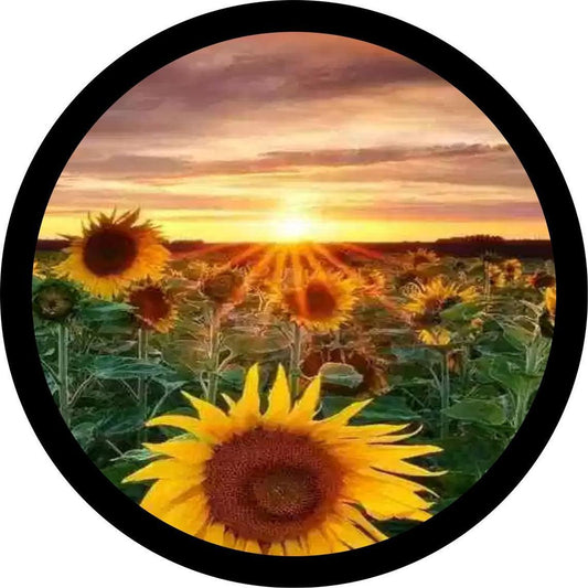 Painted Portrait Print at Sunset - Field of Sunflowers Spare Tire Cover-duckduckjeep-offroad-wrangler-gladiator-3d-jeep duck-custom duck-Jeep-The Quacktory-Fun Jeep Ducks-Ducks4Jeep