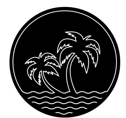 Palm Trees On Water Spare Tire Cover-duckduckjeep-offroad-wrangler-gladiator-3d-jeep duck-custom duck-Jeep-The Quacktory-Fun Jeep Ducks-Ducks4Jeep
