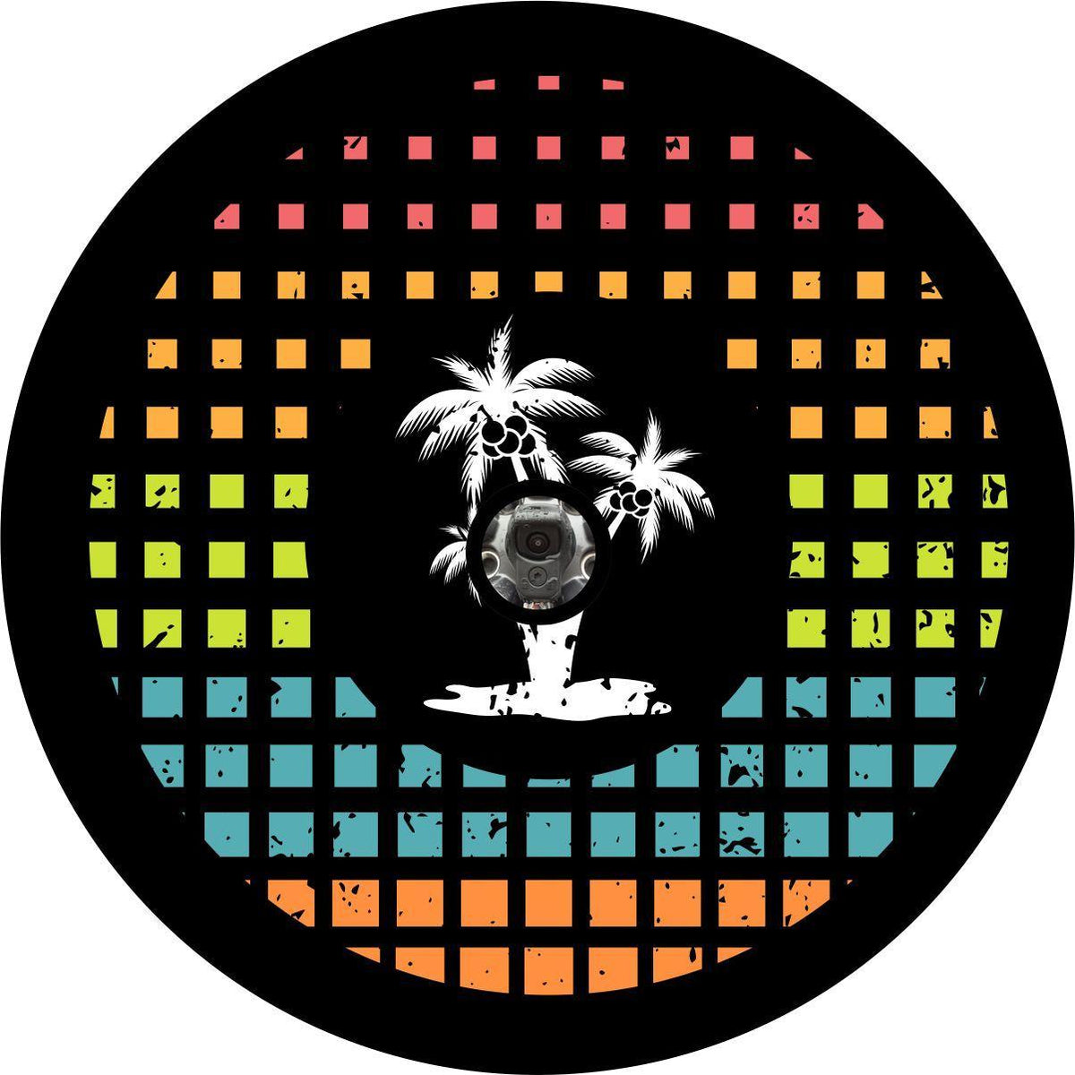 Palm Trees Tropical Summer Vibes Spare Tire Cover for Jeep, Camper, RV, Bronco-duckduckjeep-offroad-wrangler-gladiator-3d-jeep duck-custom duck-Jeep-The Quacktory-Fun Jeep Ducks-Ducks4Jeep