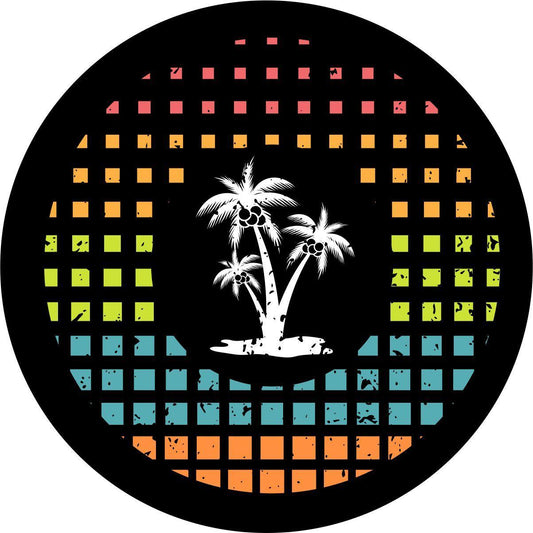 Palm Trees Tropical Summer Vibes Spare Tire Cover for Jeep, Camper, RV, Bronco-duckduckjeep-offroad-wrangler-gladiator-3d-jeep duck-custom duck-Jeep-The Quacktory-Fun Jeep Ducks-Ducks4Jeep