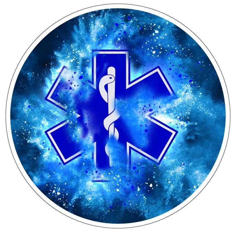 Paramedic Insignia - Blue Explosion Spare Tire Cover for Jeep, RV, camper, Bronco-duckduckjeep-offroad-wrangler-gladiator-3d-jeep duck-custom duck-Jeep-The Quacktory-Fun Jeep Ducks-Ducks4Jeep