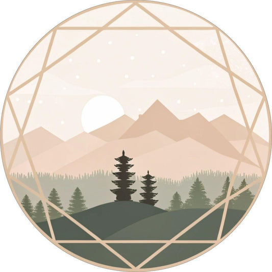 Pastel Gradient Geometric Mountain Landscape with Sun Spare Tire Cover for Jeep, Bronco, RV, Camper, Trailer, & More-duckduckjeep-offroad-wrangler-gladiator-3d-jeep duck-custom duck-Jeep-The Quacktory-Fun Jeep Ducks-Ducks4Jeep