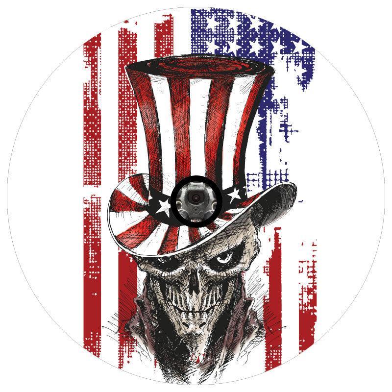 Patriot Skull American Flag Spare Tire Cover for Jeep, Bronco, RV, & More-duckduckjeep-offroad-wrangler-gladiator-3d-jeep duck-custom duck-Jeep-The Quacktory-Fun Jeep Ducks-Ducks4Jeep