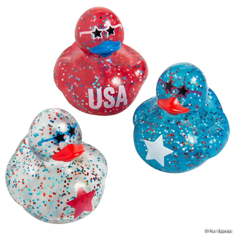 Patriotic Tri-Color Polka Dot USA Rubber Ducks
