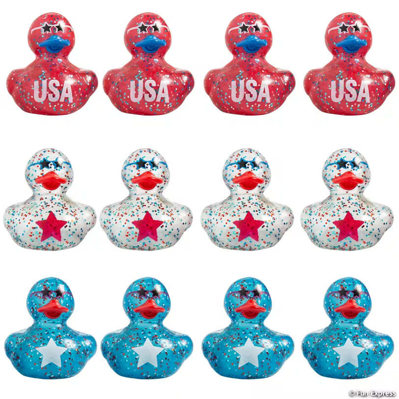 Patriotic Tri-Color Polka Dot USA Rubber Ducks