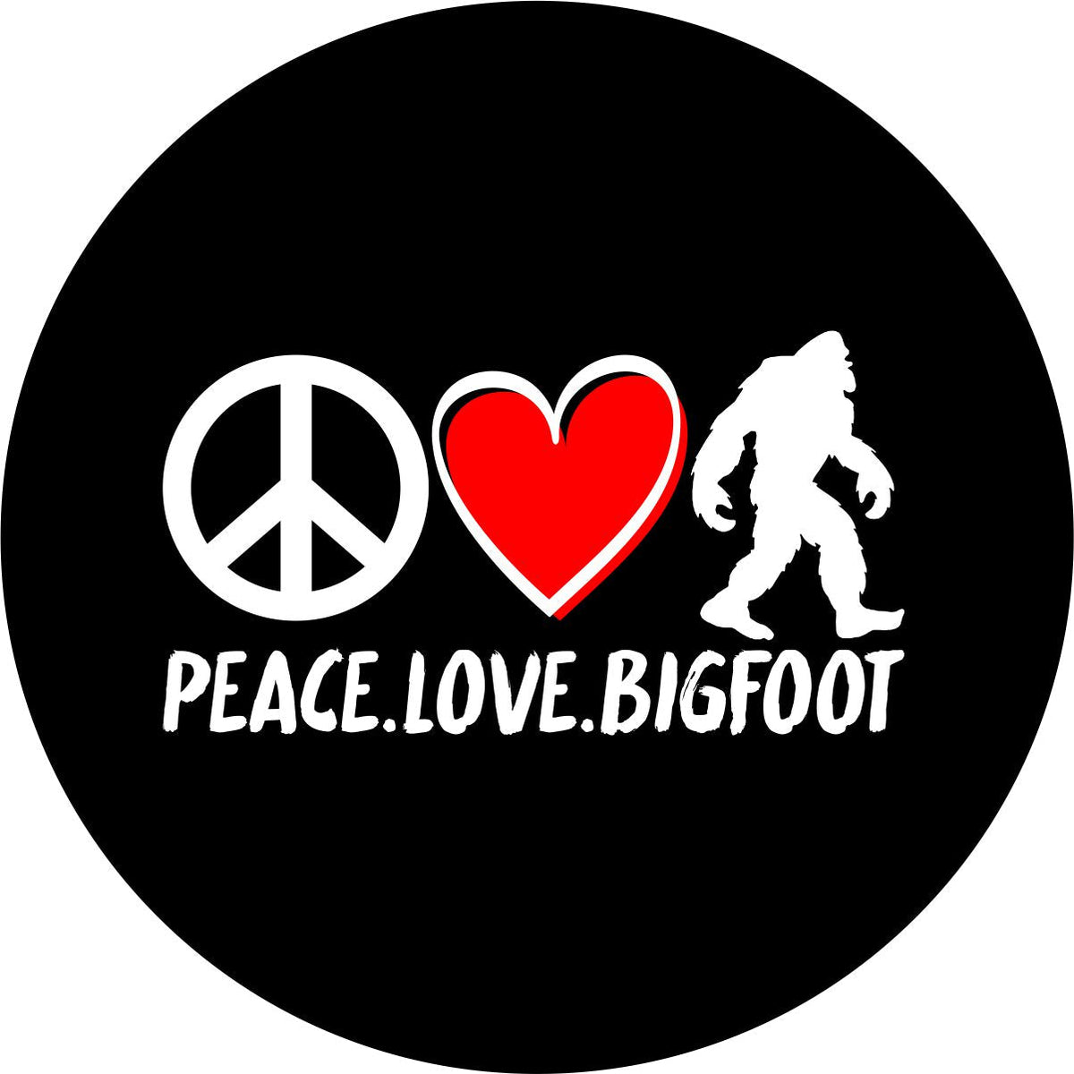 Peace Love Bigfoot Sasquatch Spare Tire Cover for Bronco, Jeep, RV, Camper, & More-duckduckjeep-offroad-wrangler-gladiator-3d-jeep duck-custom duck-Jeep-The Quacktory-Fun Jeep Ducks-Ducks4Jeep