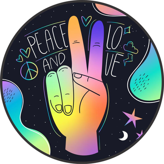 Peace and Love Hand Spare Tire Cover for Jeep Wranglers, Ford Broncos, Campers, RV, Trailers, & More-duckduckjeep-offroad-wrangler-gladiator-3d-jeep duck-custom duck-Jeep-The Quacktory-Fun Jeep Ducks-Ducks4Jeep