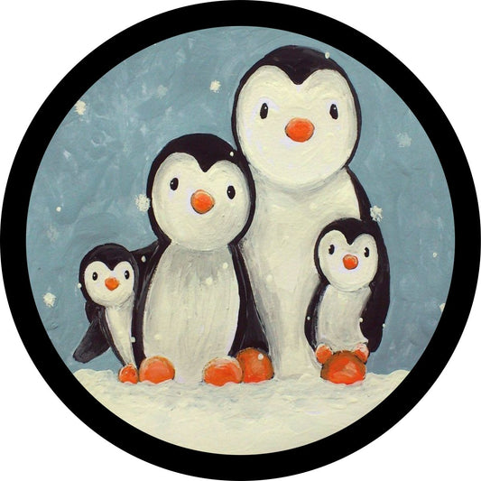 Penguin Family Cute Spare Tire Cover Design for Jeeps, Broncos, RVs, Campers and More-duckduckjeep-offroad-wrangler-gladiator-3d-jeep duck-custom duck-Jeep-The Quacktory-Fun Jeep Ducks-Ducks4Jeep