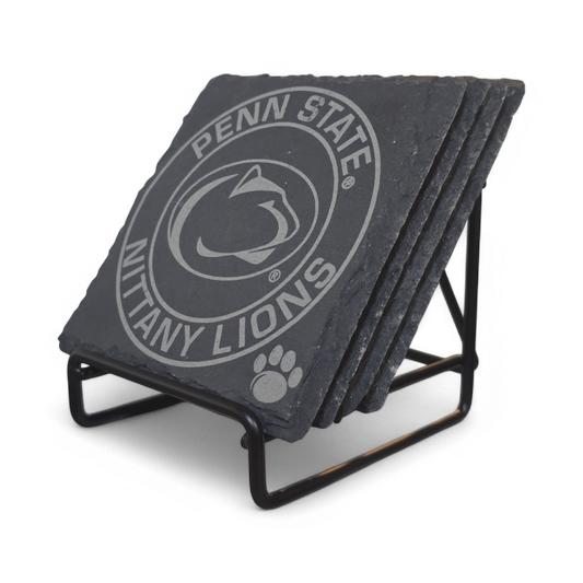 Penn State Coaster Set of 5 Slate or 4 Wood & Metal-duckduckjeep-offroad-wrangler-gladiator-3d-jeep duck-custom duck-Jeep-The Quacktory-Fun Jeep Ducks-Ducks4Jeep