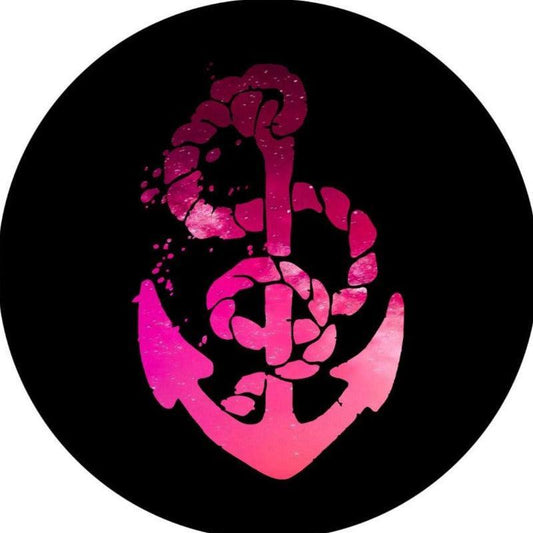 Pink Ombre Nautical Boat Anchor Spare Tire Cover for Jeep, Camper, Bronco, RV, & More-duckduckjeep-offroad-wrangler-gladiator-3d-jeep duck-custom duck-Jeep-The Quacktory-Fun Jeep Ducks-Ducks4Jeep