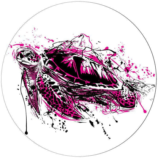 Pink Paint Splatter Sea Turtle Spare Tire Cover-duckduckjeep-offroad-wrangler-gladiator-3d-jeep duck-custom duck-Jeep-The Quacktory-Fun Jeep Ducks-Ducks4Jeep