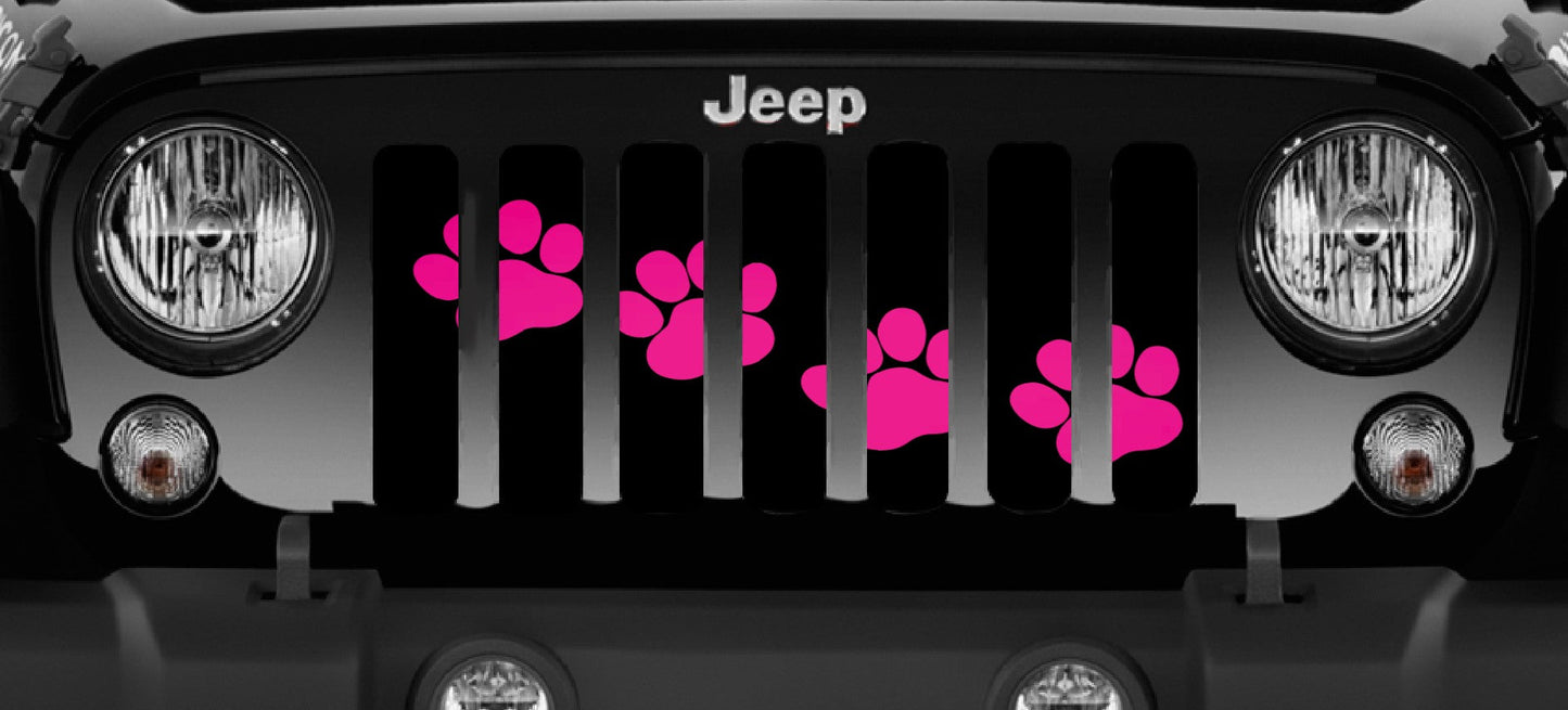 Puppy Paw Prints Pink Diagonal Grille Insert
