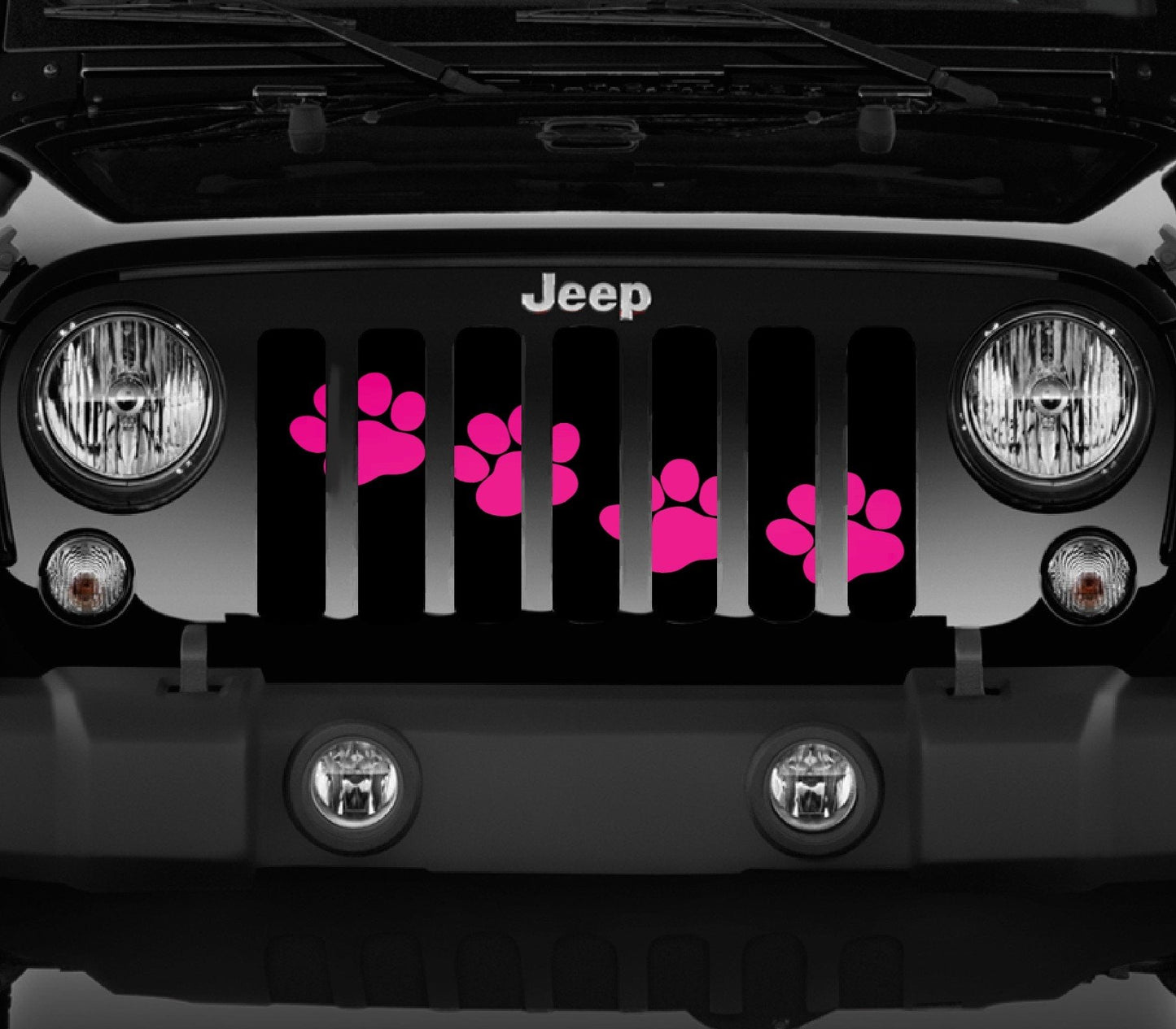 Platinum Puppy Paw Prints - Pink Diagonal Grille Insert