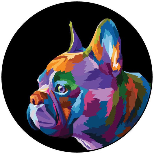 Pop Art French Bulldog Spare TIre Cover for Jeep, Bronco, RV, Camper, Van, & More-duckduckjeep-offroad-wrangler-gladiator-3d-jeep duck-custom duck-Jeep-The Quacktory-Fun Jeep Ducks-Ducks4Jeep