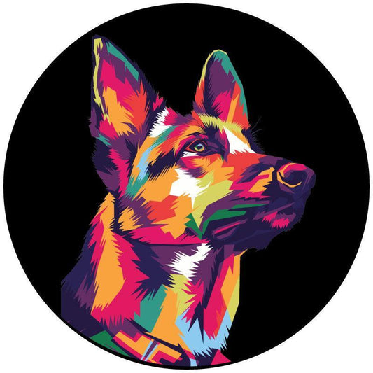 Pop Art German Shepherd, Belgian Malinois, Spare Tire Cover for Jeep, Van, Bronco, RV-duckduckjeep-offroad-wrangler-gladiator-3d-jeep duck-custom duck-Jeep-The Quacktory-Fun Jeep Ducks-Ducks4Jeep