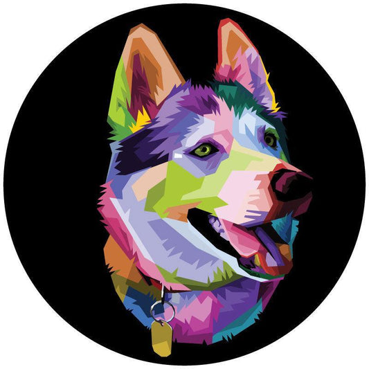 Pop Art Husky Spare Tire Cover for Jeep, Van, Bronco, RV-duckduckjeep-offroad-wrangler-gladiator-3d-jeep duck-custom duck-Jeep-The Quacktory-Fun Jeep Ducks-Ducks4Jeep