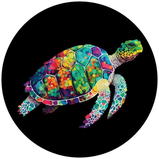 Pop Art Sea Turtle Spare Tire Cover for Jeep, Bronco, RV, Camper, Van, & More-duckduckjeep-offroad-wrangler-gladiator-3d-jeep duck-custom duck-Jeep-The Quacktory-Fun Jeep Ducks-Ducks4Jeep