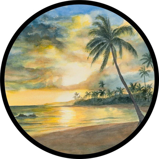 Print of a Painted Sunset Spare Tire Cover-duckduckjeep-offroad-wrangler-gladiator-3d-jeep duck-custom duck-Jeep-The Quacktory-Fun Jeep Ducks-Ducks4Jeep
