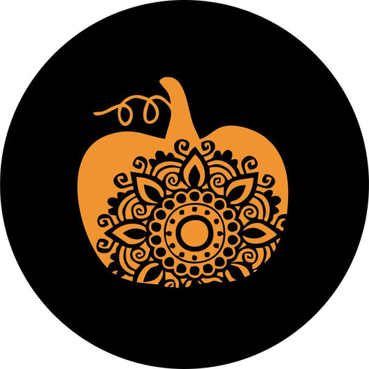 Pumpkin Silhouette & Mandala Spare Tire Cover for Jeep, RV, Bronco, Camper, Etc.-duckduckjeep-offroad-wrangler-gladiator-3d-jeep duck-custom duck-Jeep-The Quacktory-Fun Jeep Ducks-Ducks4Jeep